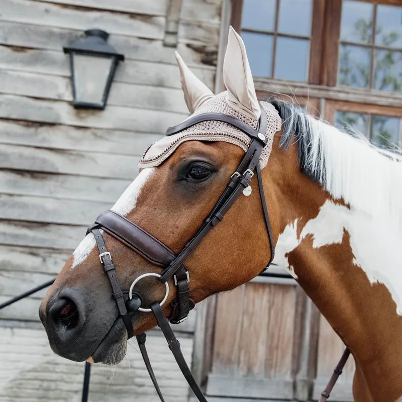 Kentucky Wellington Velvet Pearls Fly Bonnet - Beige-1