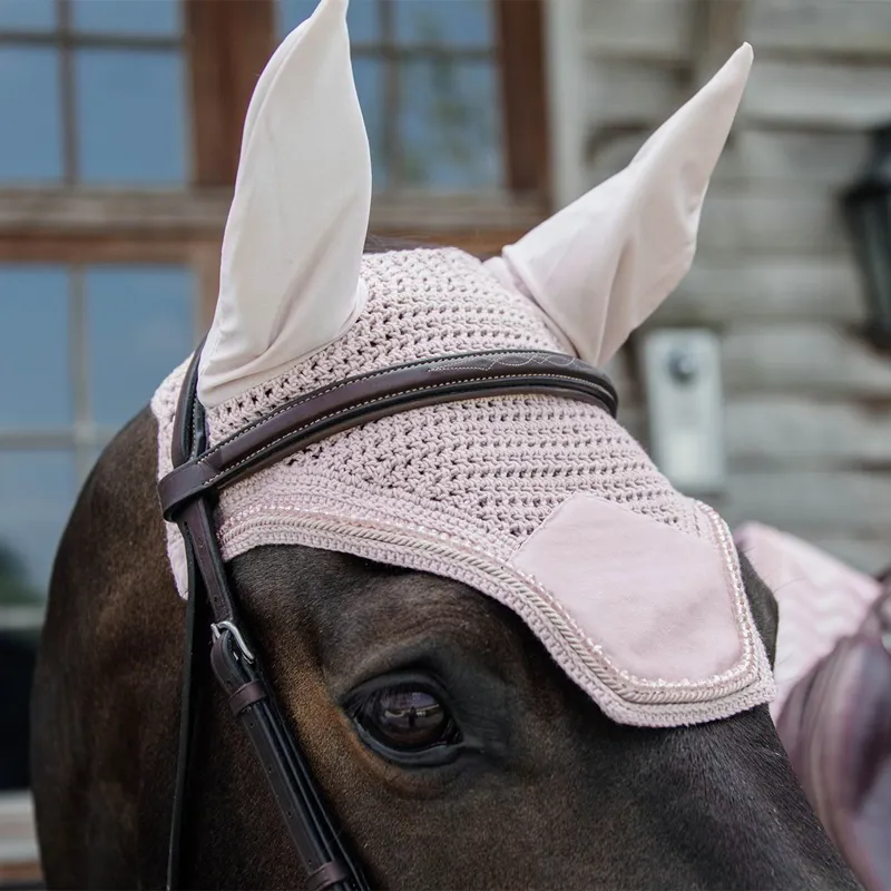 Kentucky Wellington Velvet Pearls Fly Bonnet - Soft Rose-2