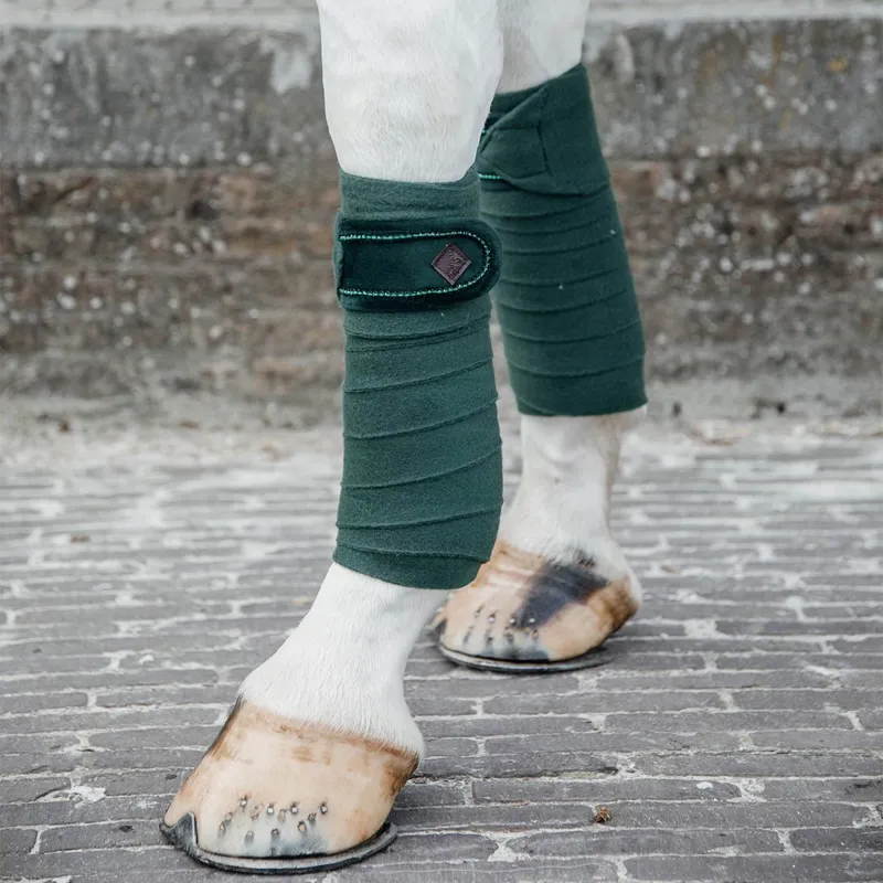 Kentucky Velvet Pearls Polar Fleece Bandages - Pine Green-2