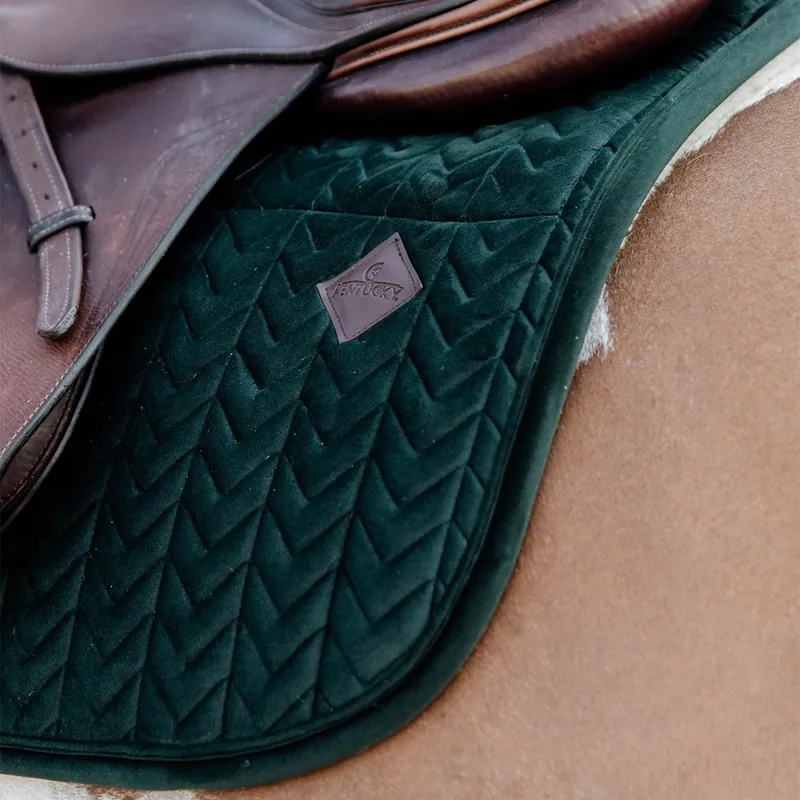 Kentucky Skin Friendly Velvet Jumping Saddle Pad - Pine Green-3