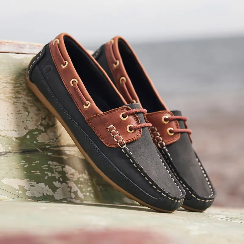 Chatham Cromer Ladies Driving Lace Moccasins - Dark Navy/Burgundy-6