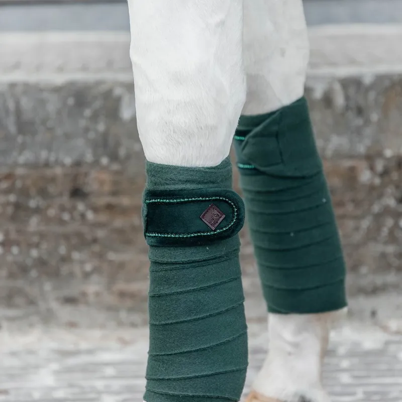 Kentucky Velvet Pearls Polar Fleece Bandages - Pine Green-4