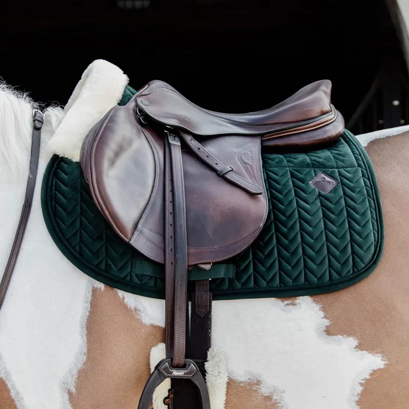 Kentucky Skin Friendly Velvet Jumping Saddle Pad - Pine Green-1