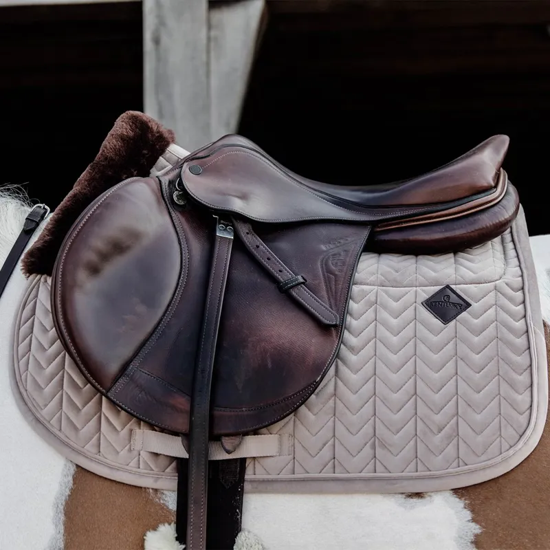 Kentucky Skin Friendly Velvet Jumping Saddle Pad - Beige-1