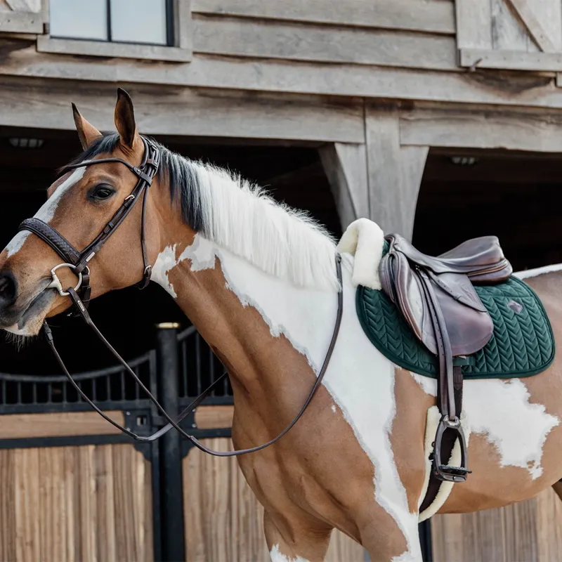 Kentucky Skin Friendly Velvet Jumping Saddle Pad - Pine Green-2