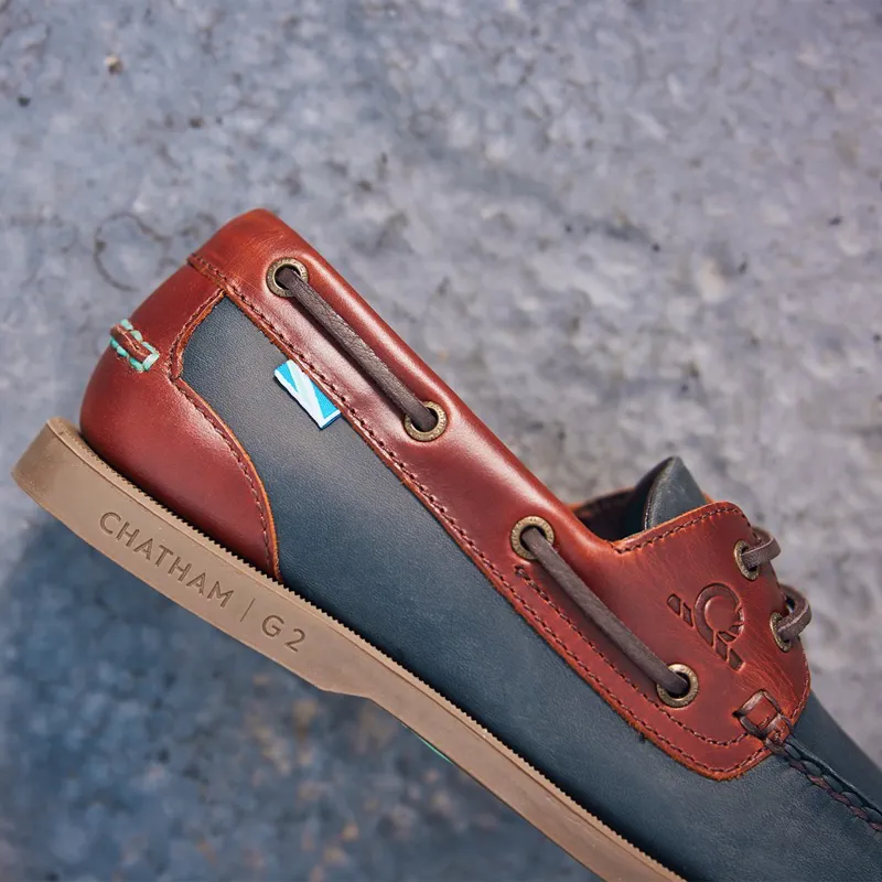 Chatham Bermuda II G2 Mens Leather Boat Shoes - Navy/Seahorse-7
