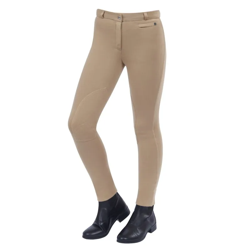 Dublin Supa-Fit Zip Up Knee Patch Children's Jodhpurs - Beige