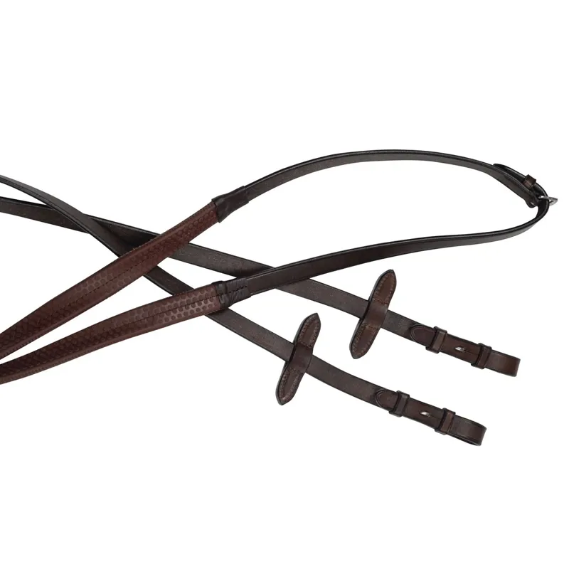 Collegiate IV Flexi Grip Reins - Brown-1