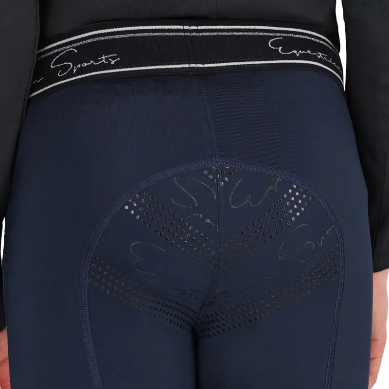 QHP Eden Junior Full Grip Riding Tights - Navy-4
