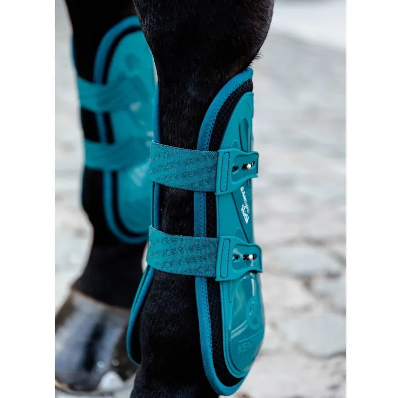 Kentucky Bamboo Shield Tendon Boots with Elastic Straps - Emerald-5