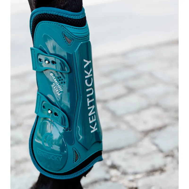 Kentucky Bamboo Shield Tendon Boots with Elastic Straps - Emerald-4