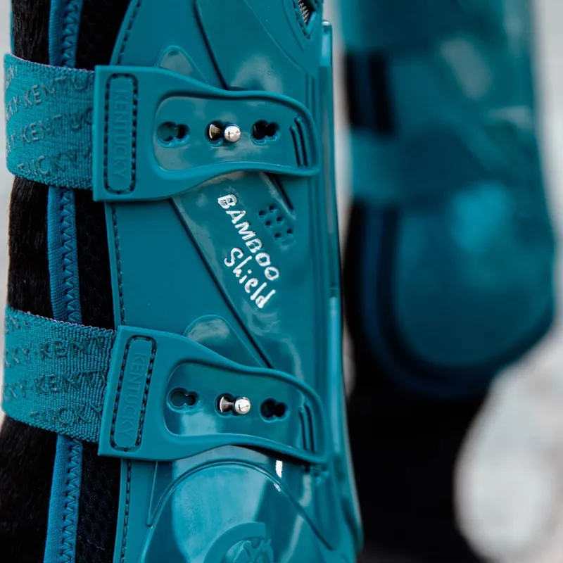 Kentucky Bamboo Shield Tendon Boots with Elastic Straps - Emerald-7