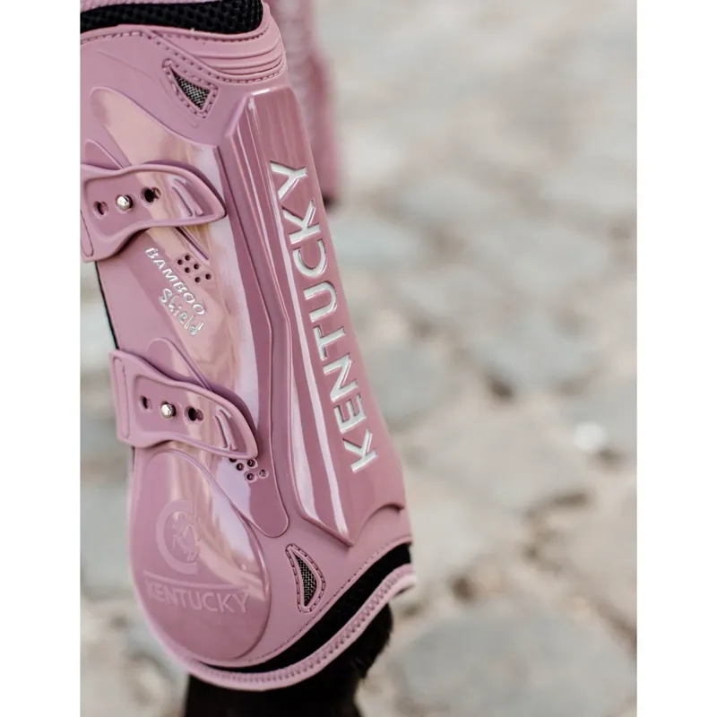 Kentucky Bamboo Shield Tendon Boots with Elastic Straps - Old Rose-5