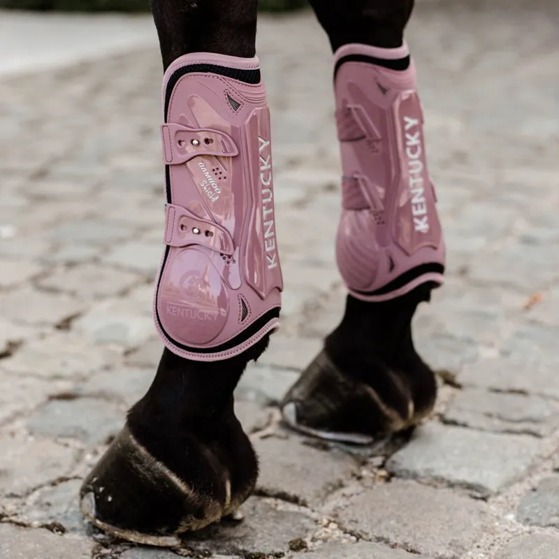 Kentucky Bamboo Shield Tendon Boots with Elastic Straps - Old Rose