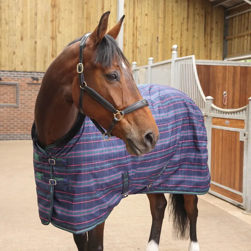 Shires Tempest Plus 100g Standard Neck Stable Blanket - Navy Tartan-1
