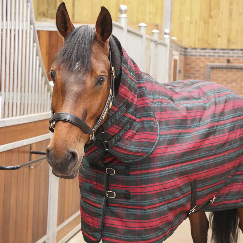Shires Tempest Plus 200g Combo Neck Stable Blanket - Red Tartan-2