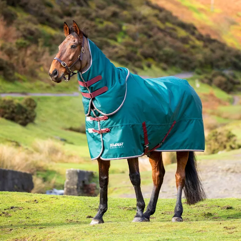 Shires Tempest Original 200g Detachable Neck Turnout Blanket - Green-2