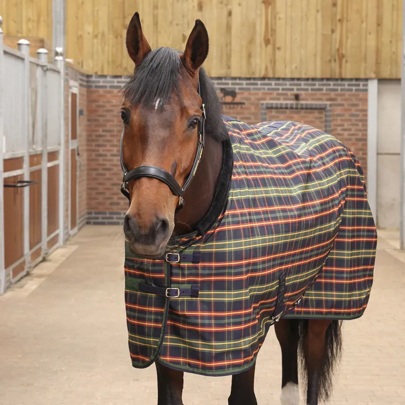 Shires Tempest Plus 0g Standard Neck Stable Rug - Green Tartan-1