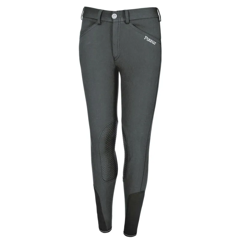 Pikeur Brooklyn Knee Grip Junior Girls Breeches - Dark Shadow-1
