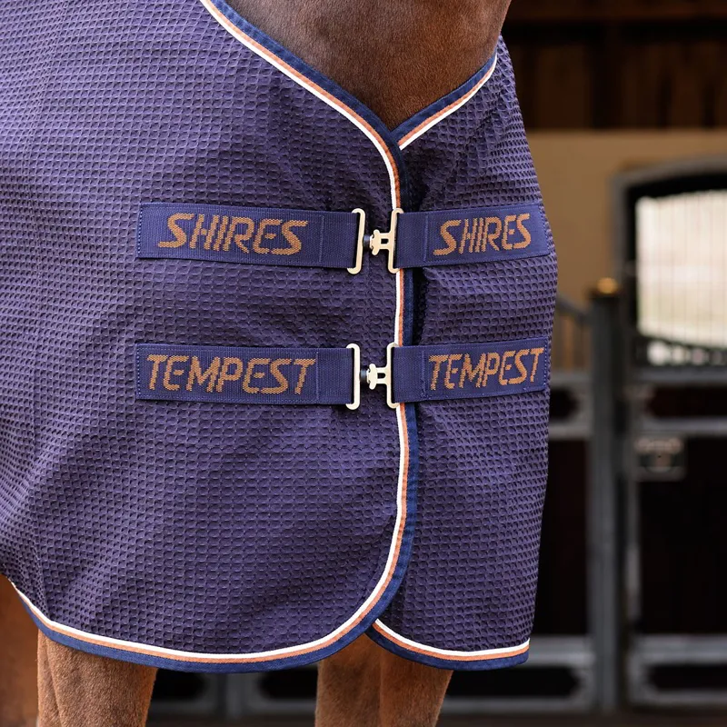 Shires Tempest Standard Neck Waffle Cooler - Navy-1