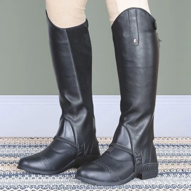 Moretta Synthetic Half Chaps without Elastic Panels - Black