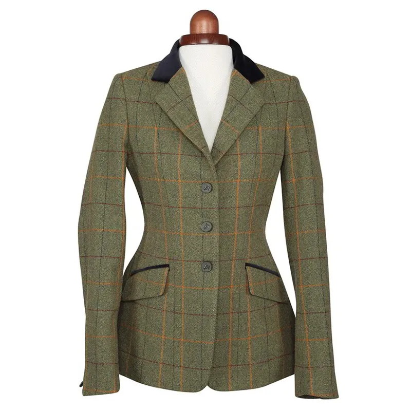 Aubrion Saratoga Womens Tweed Show Coat - Red/Yellow/Blue-1