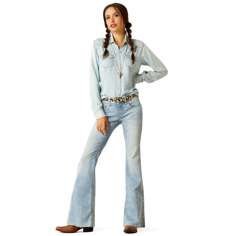 Ariat Blues Long Sleeve Women's Shirt - Bleached Chambray - X-Small-3