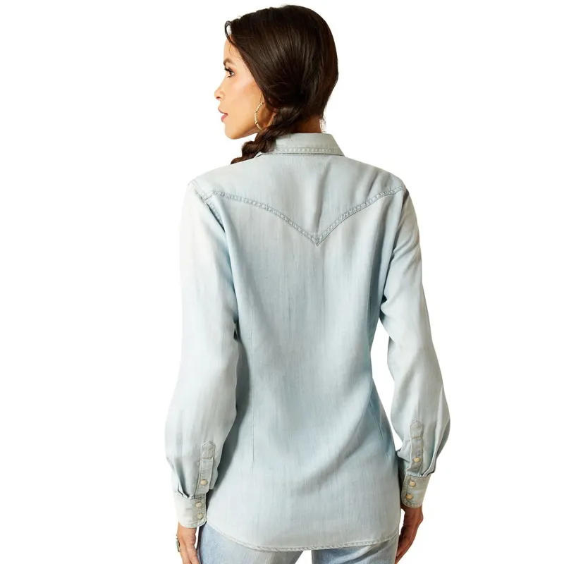 Ariat Blues Long Sleeve Women's Shirt - Bleached Chambray - X-Small-1