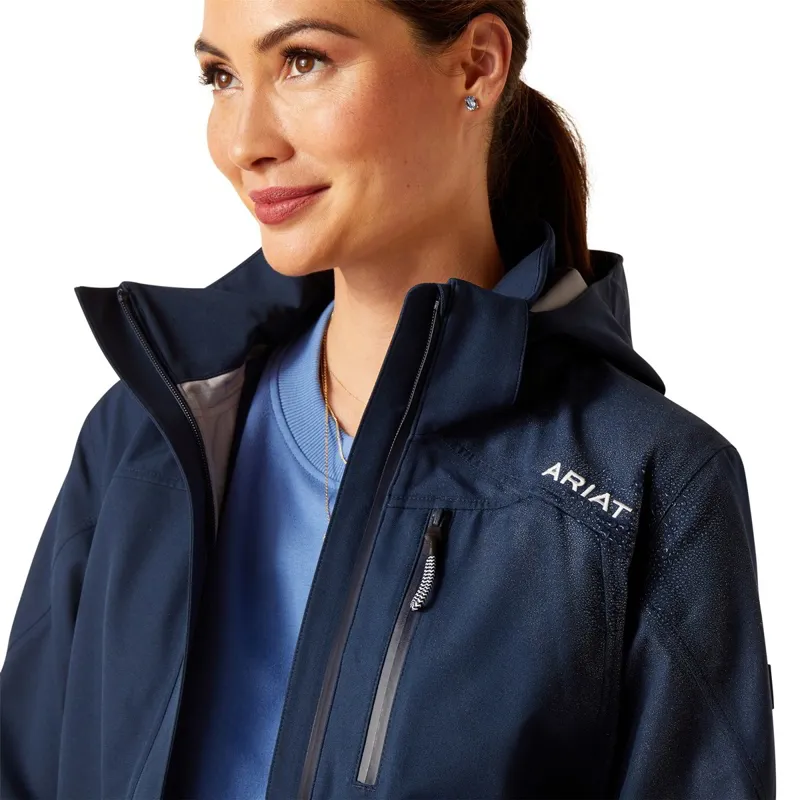 Ariat Coastal Womens Long Waterproof Jacket - Navy Eclipse-2