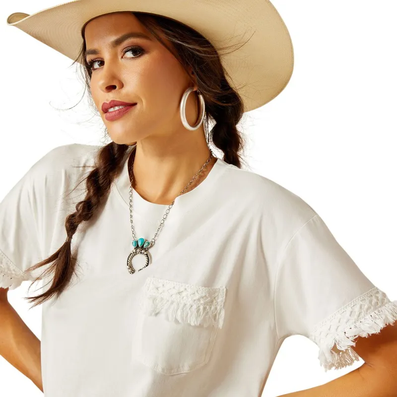Ariat Tassel Top Women's Tee - Cloud Dancer - X-Small-2