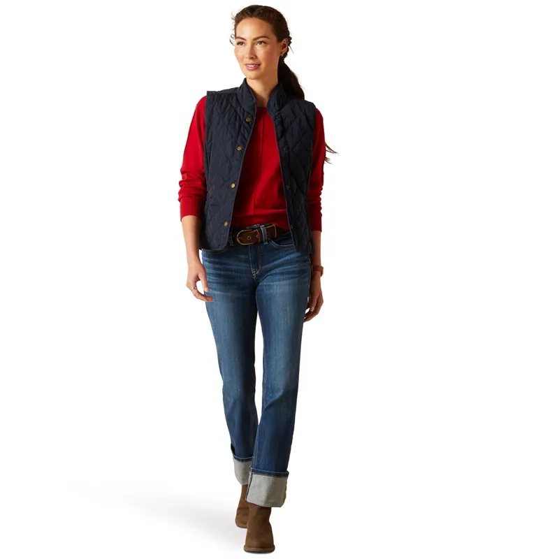 Ariat Country Woodside Ladies Quilted Vest - Navy-1