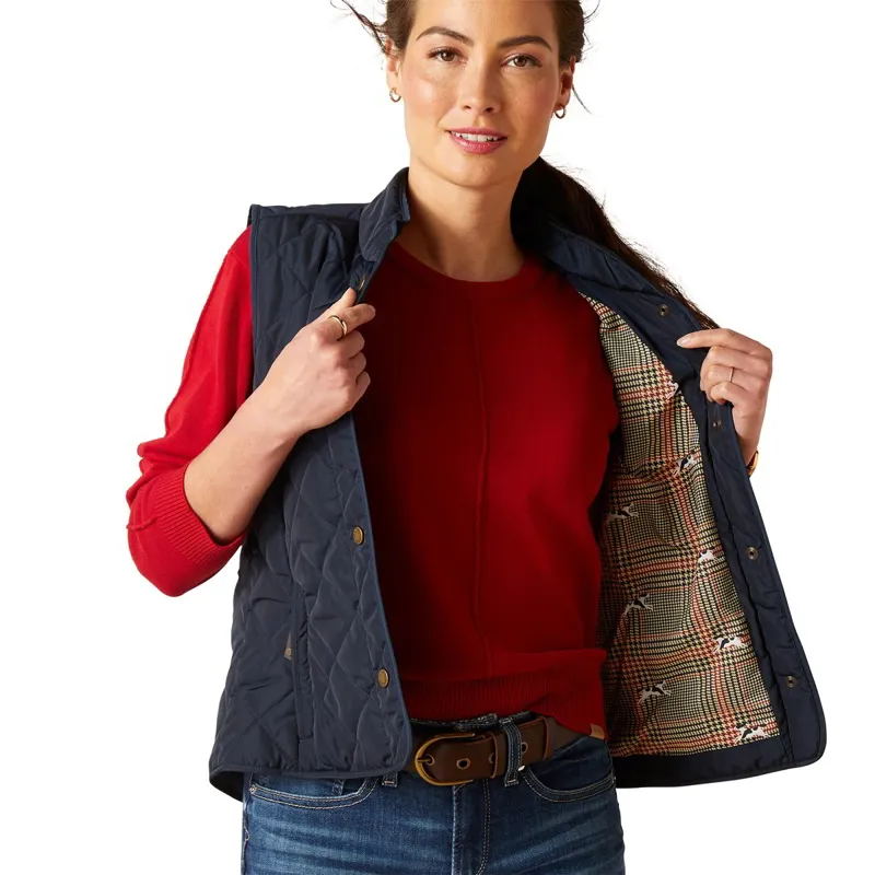 Ariat Country Woodside Ladies Quilted Vest - Navy-2