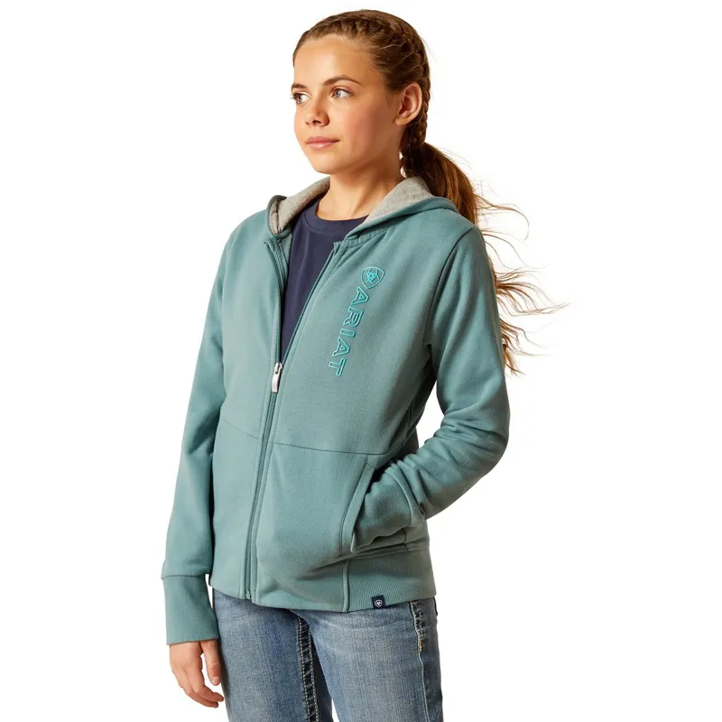 Ariat Team Logo Full Zip Youth Hoodie - North Atlantic