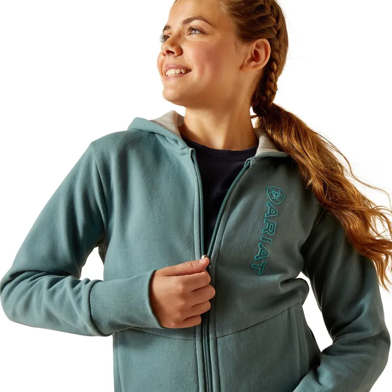 Ariat Team Logo Full Zip Youth Hoodie - North Atlantic-2