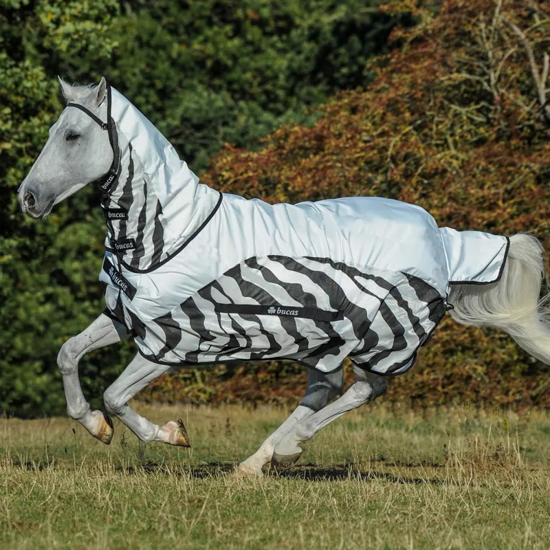 Bucas Buzz Off Rain Detachable Neck Waterproof Fly Sheet - Zebra Print