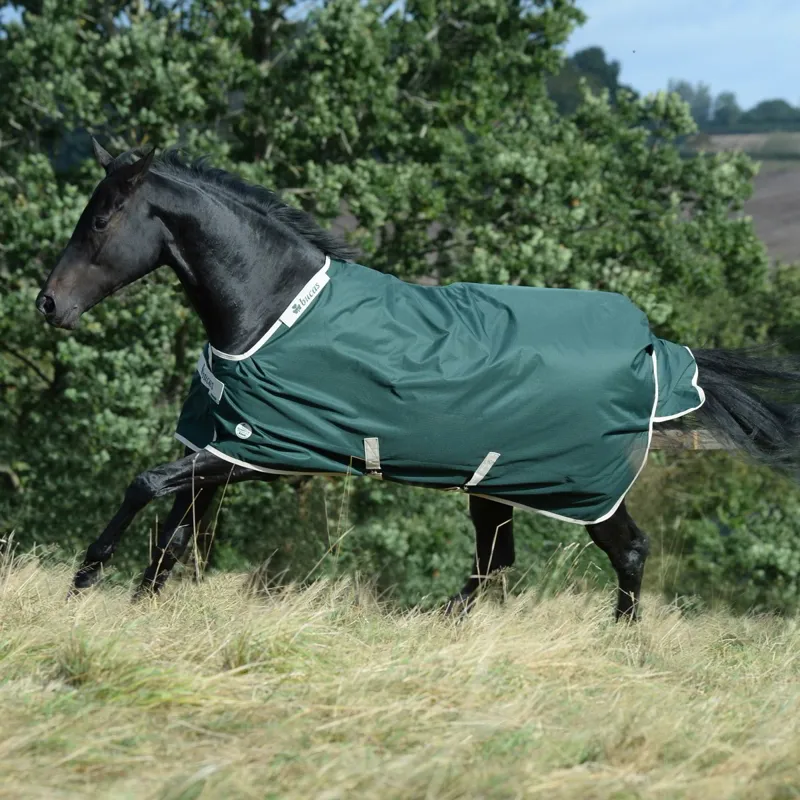 Bucas Green-Line 100g Standard Neck Turnout Blanket - Green/Cream-2