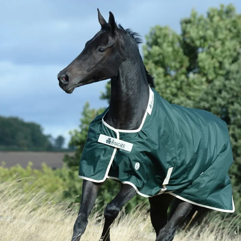 Bucas Green-Line 100g Standard Neck Turnout Blanket - Green/Cream-4