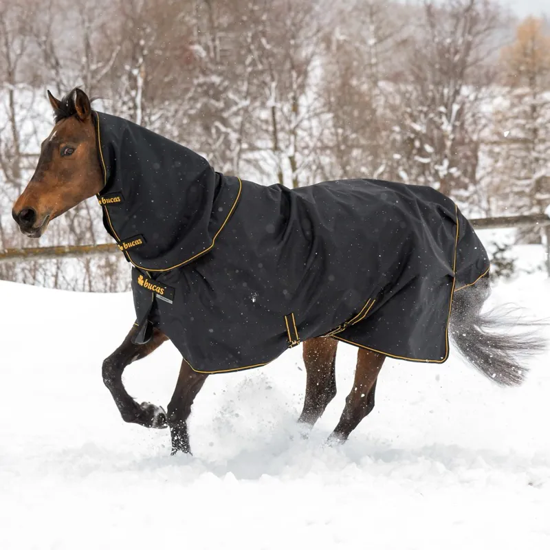 Bucas Irish 50g Detachable Neck Turnout Blanket - Black/Gold-2