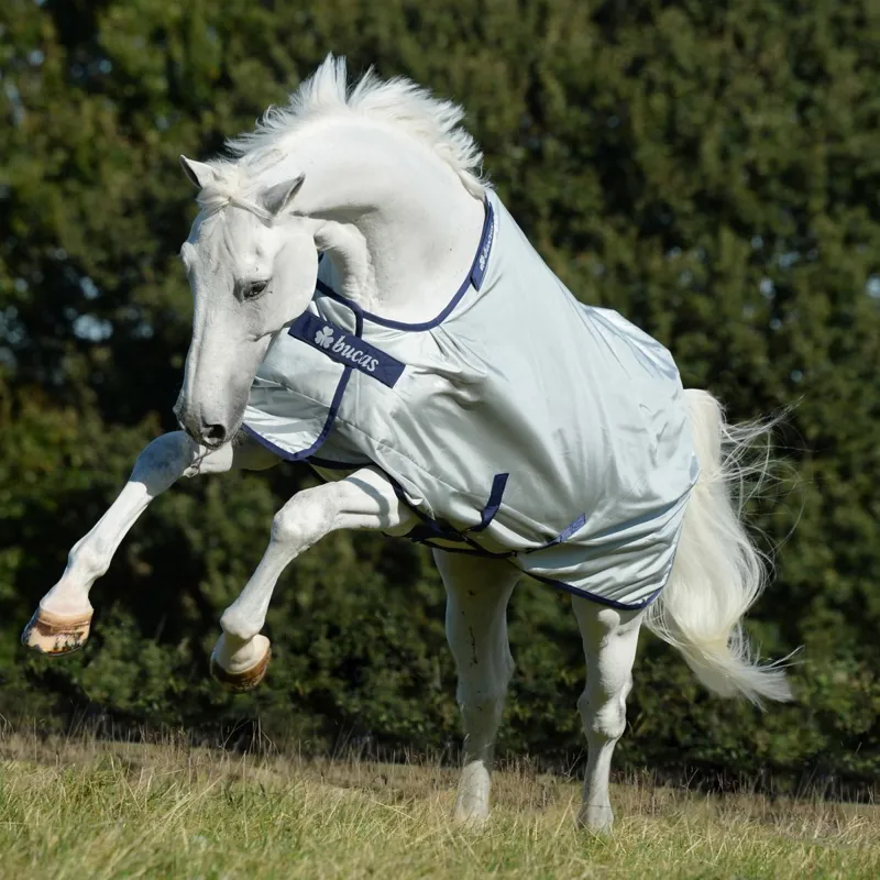 Bucas Power 0g Standard Neck Turnout Blanket - Silver-2