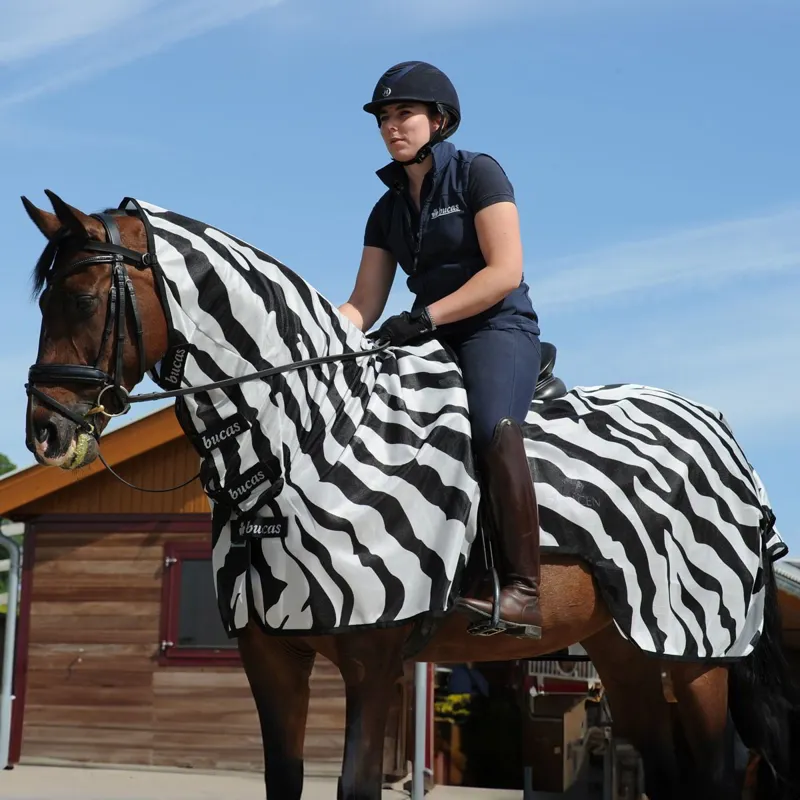 Bucas Buzz-Off Riding Sheet - Zebra Print
