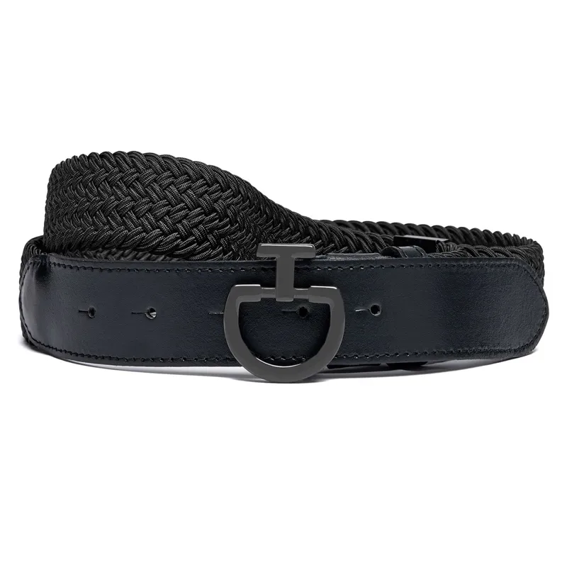Cavalleria Toscana Elastic Clasp Men's Belt - Black/Gunmetal