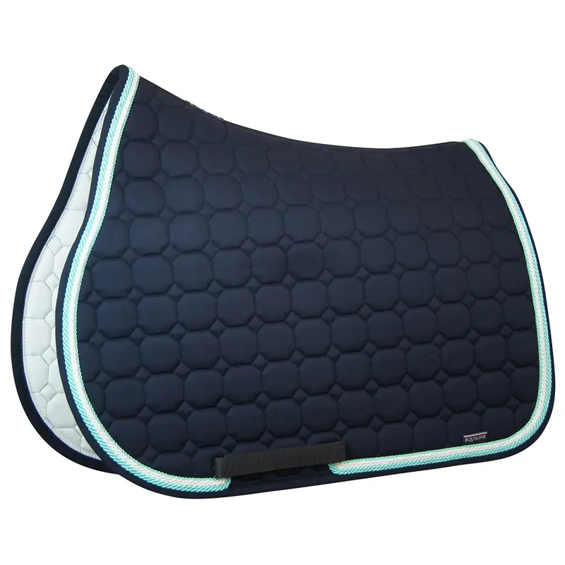 Equiline Octagon Custom Saddle Pad - Blue/Aqua/White Glitter/Aqua