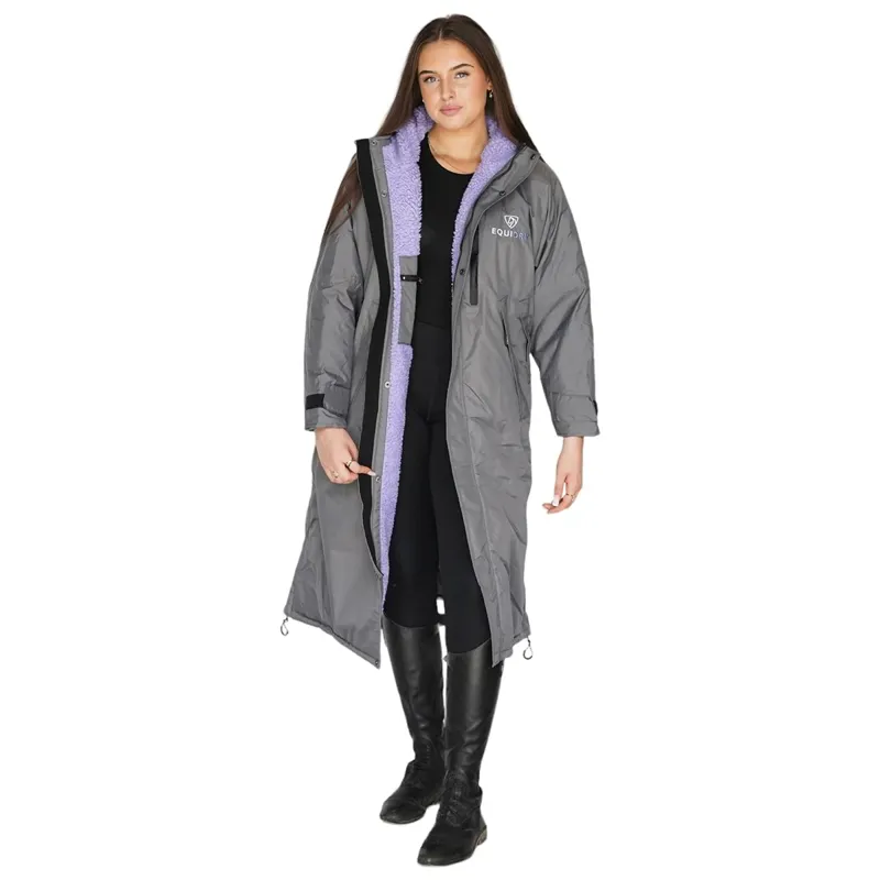 EQUIDRY Evolution Thick Fleece Lined Waterproof Jacket - Gray/Lilac-4