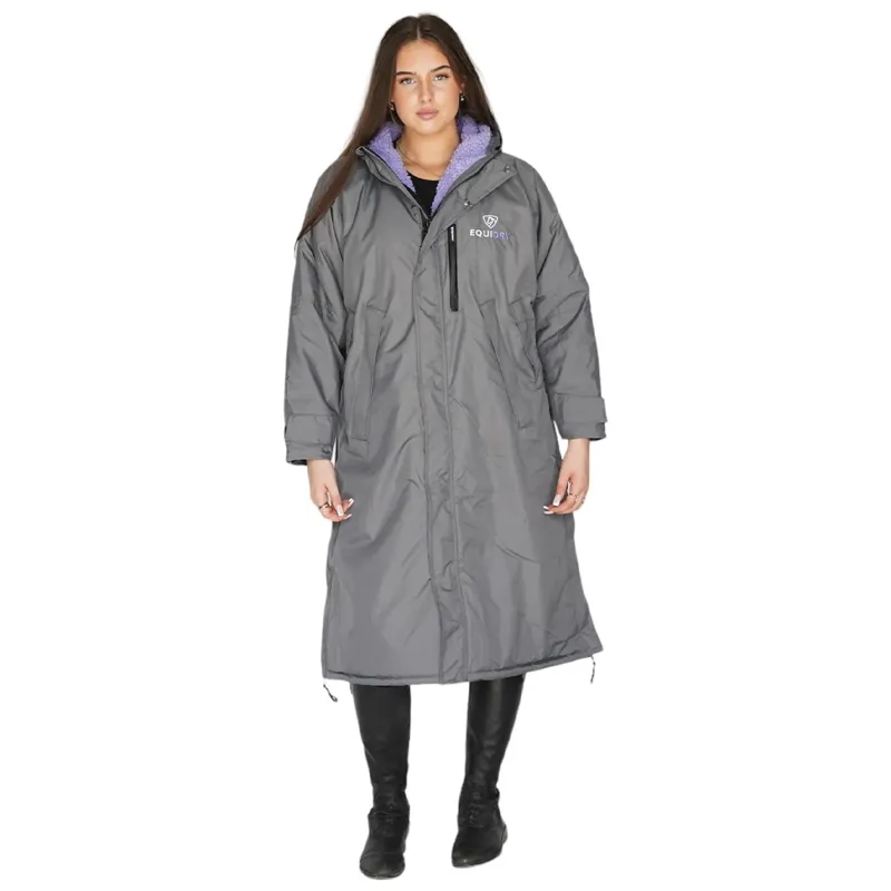 EQUIDRY Evolution Thick Fleece Lined Waterproof Jacket - Gray/Lilac-3