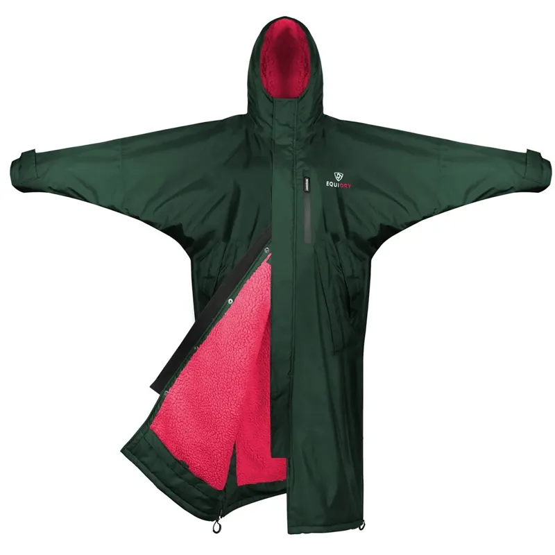 EQUIDRY Evolution Thick Fleece Lined Waterproof Jacket - Forest/Pink-6