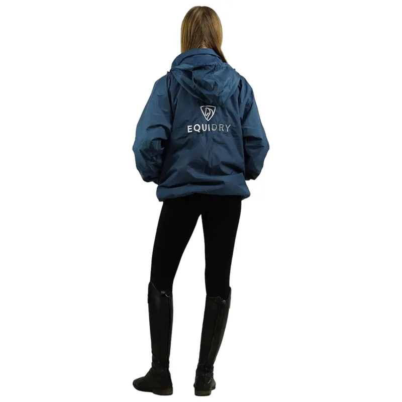 EQUIDRY Shortie Thin Fleece Lined Waterproof Jacket - Steel Blue/Grey-7