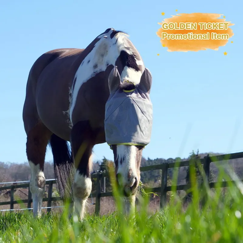 Equilibrium Field Relief Midi Fly Mask With Ears - Gray/Yellow-1