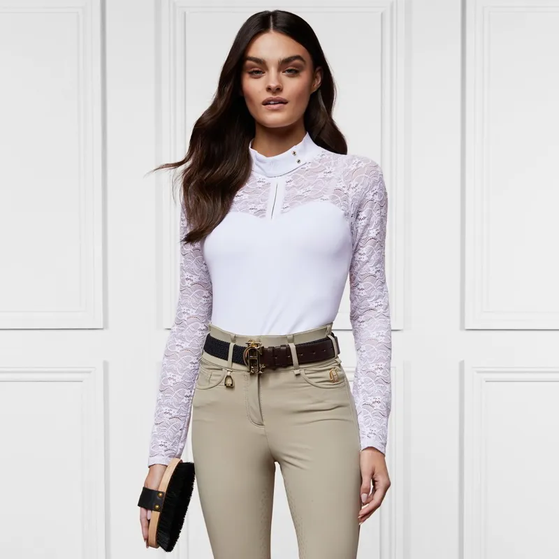 Holland Cooper Newbury Long Sleeve Womens Base Layer Shirt - Ice White