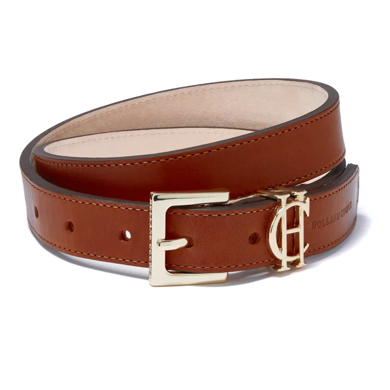 Holland Cooper Slim Logo Leather Belt - Tan