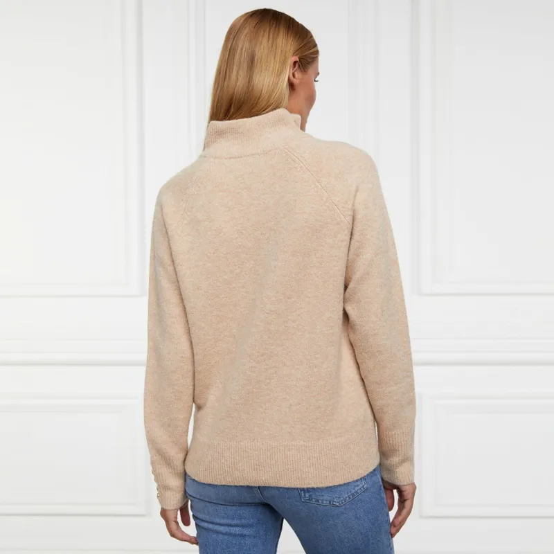 Holland Cooper Tori Half Zip Knit Ladies Sweater - Camel-2